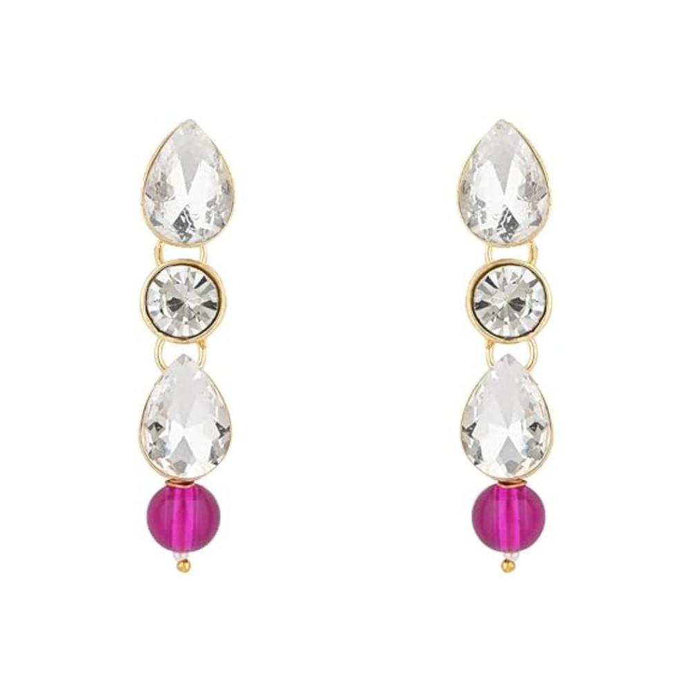 Etnico Gold Plated Traditional Pearl Necklace & Earrings Set For Women (ML140Wi)