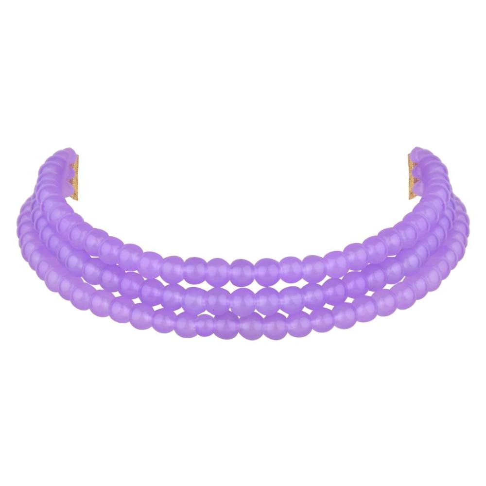 Etnico Gold Plated Multistrand Pearl Choker Necklace For Women (ML251Pu)