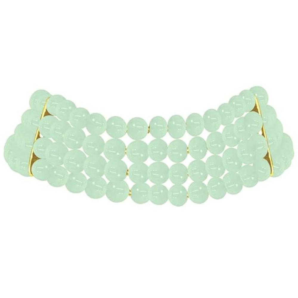 Etnico Gold Plated Multistrand Pearl Choker Necklace & Stud Earrings Set For women (ML286Min)