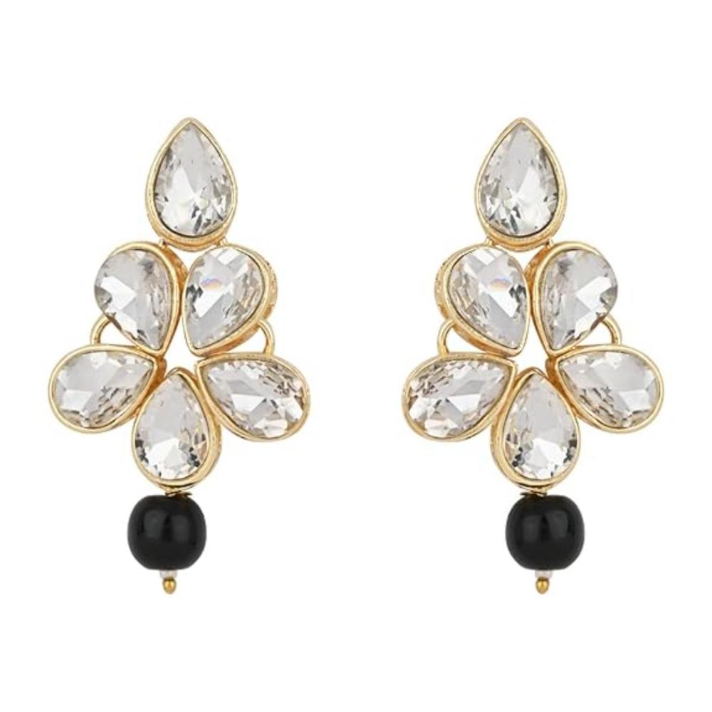 Etnico Gold Plated Traditional Kundan & Pearl Studded Necklace Jewellery Set For Women (ML311B)