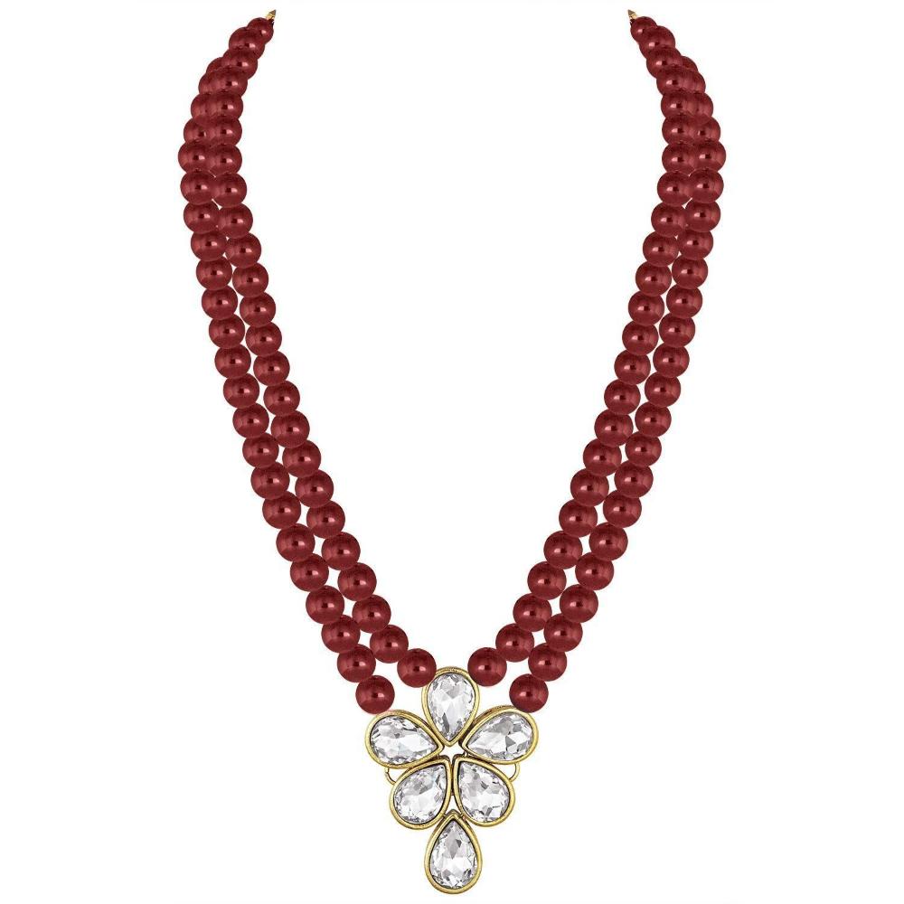 Etnico Gold Plated Traditional Kundan & Pearl Studded Necklace Jewellery Set For Women (ML311M)