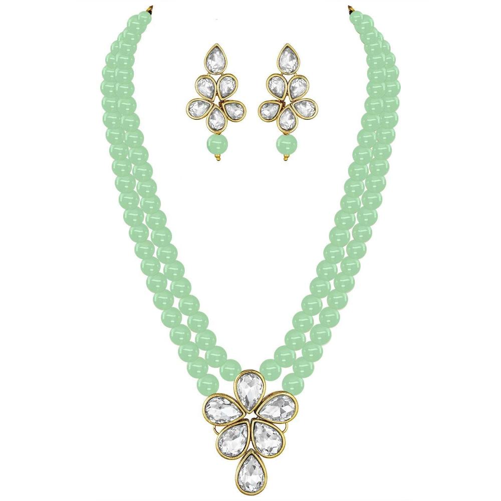 Etnico Gold Plated Traditional Kundan & Pearl Studded Necklace Jewellery Set For Women (ML311Min)