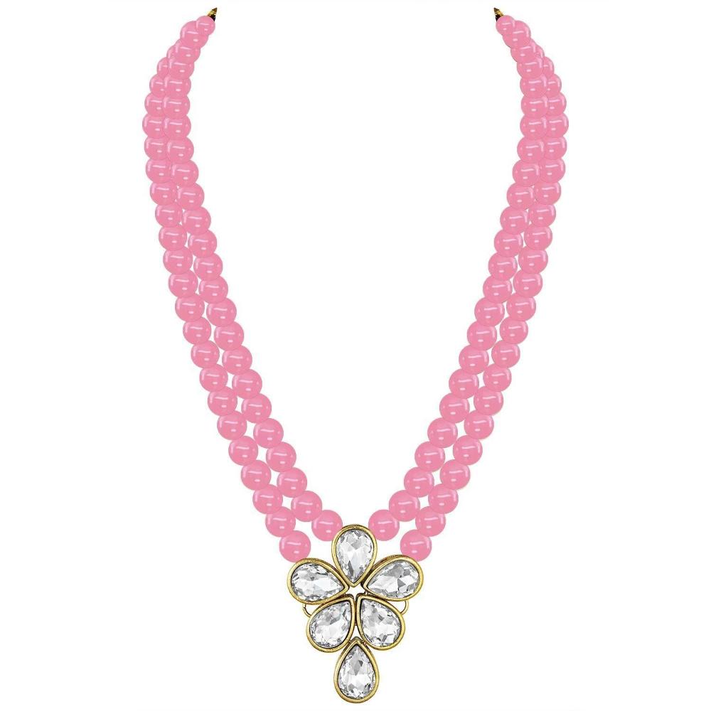 Etnico Gold Plated Traditional Kundan & Pearl Studded Necklace Jewellery Set For Women (ML311Pi)