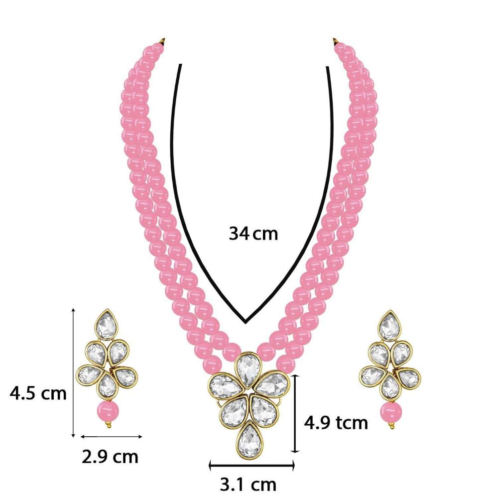Etnico Gold Plated Traditional Kundan & Pearl Studded Necklace Jewellery Set For Women (ML311Pi)