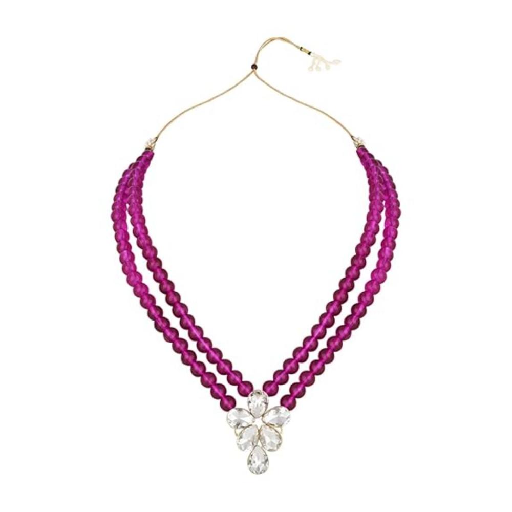 Etnico Gold Plated Traditional Kundan & Pearl Studded Necklace Jewellery Set For Women (ML311) (Wine)