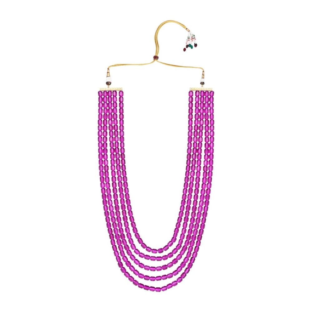 Etnico Multistrand Pearl Necklace/Dulha Moti Mala/Maharaja Haar/Groom Necklace For Men (MLP49Wi)