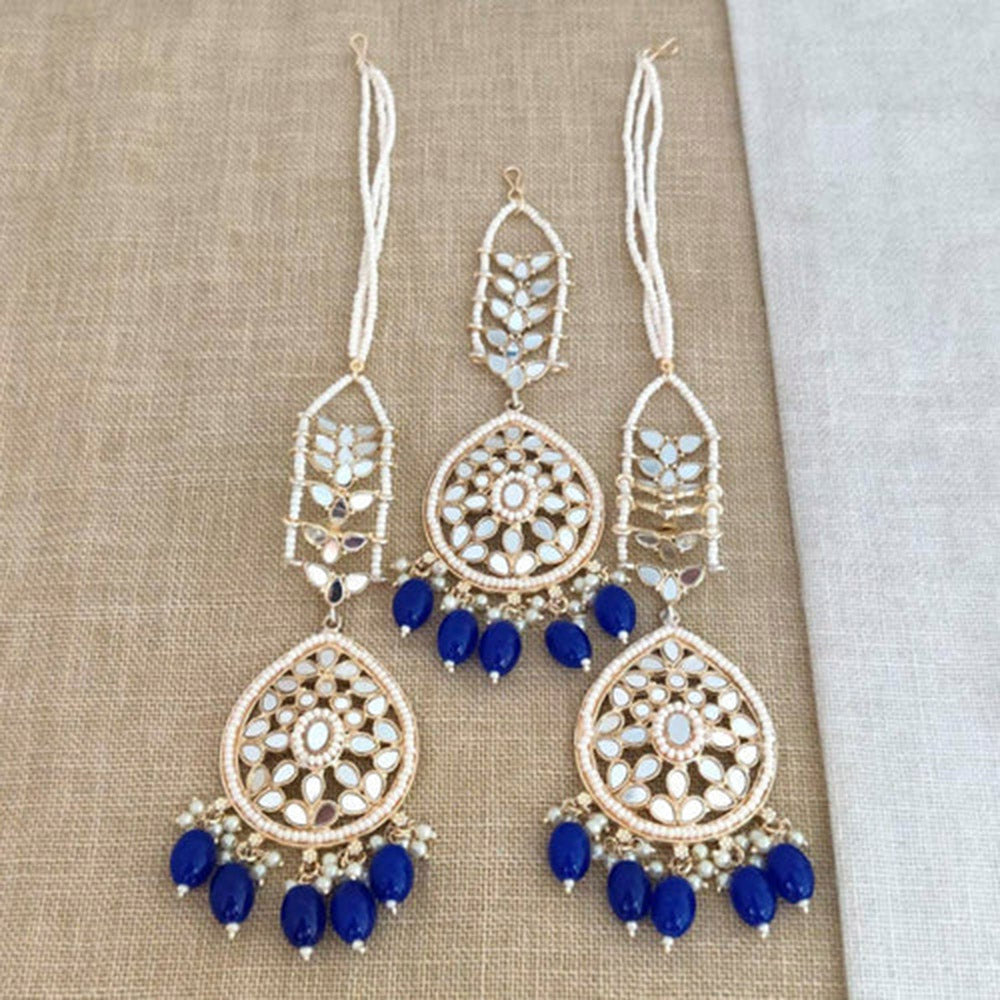Darshana Jewels Mirror  Kanchain Earrings With Mangtikka