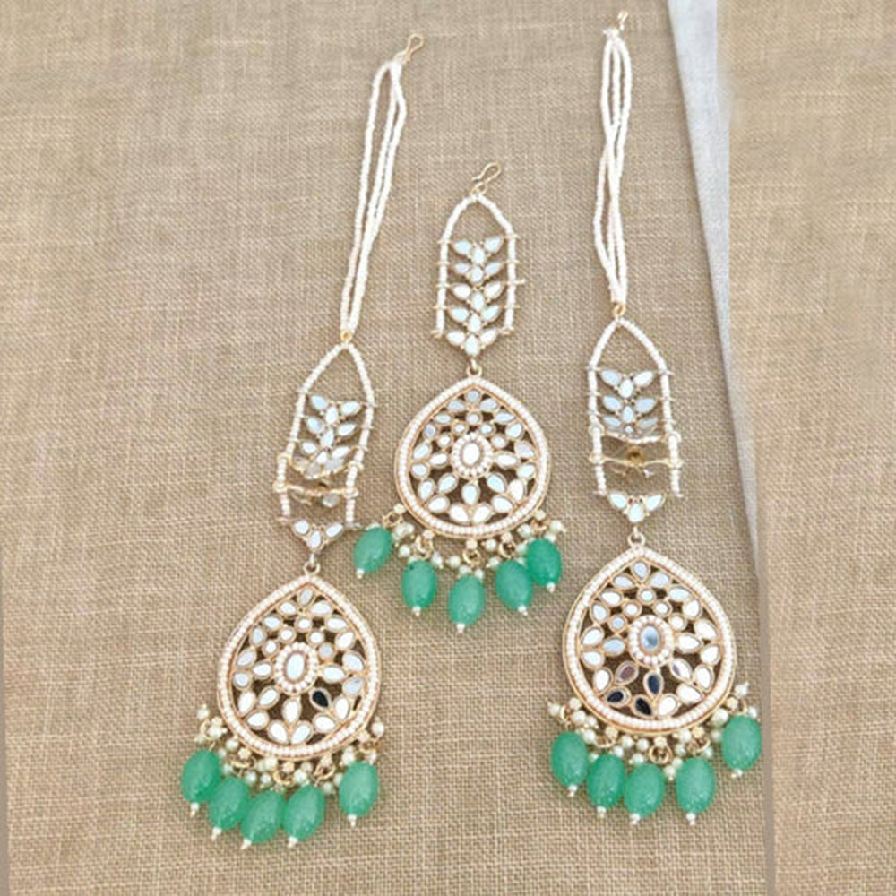 Darshana Jewels Mirror  Kanchain Earrings With Mangtikka