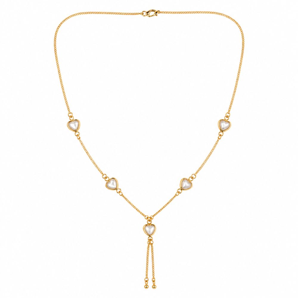 EtnicoFashion Gold Plated Heart Lariat Chain Necklace for Women Stylish Trendy Long Necklace (N008W)