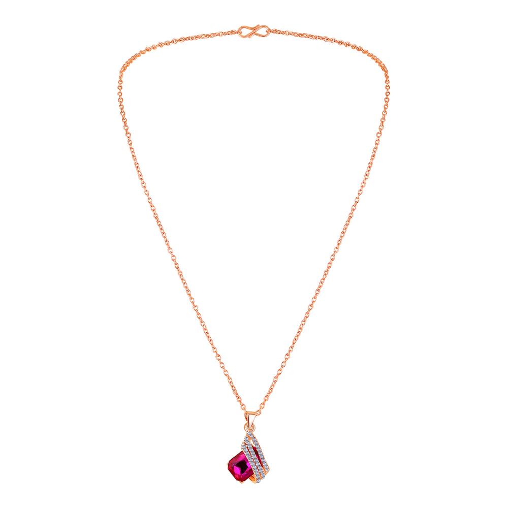 Mahi Shining Angel Wings Shaped Pink and White Crystal Pendant Necklace Earrings Set for Women (NL1103813ZPin)