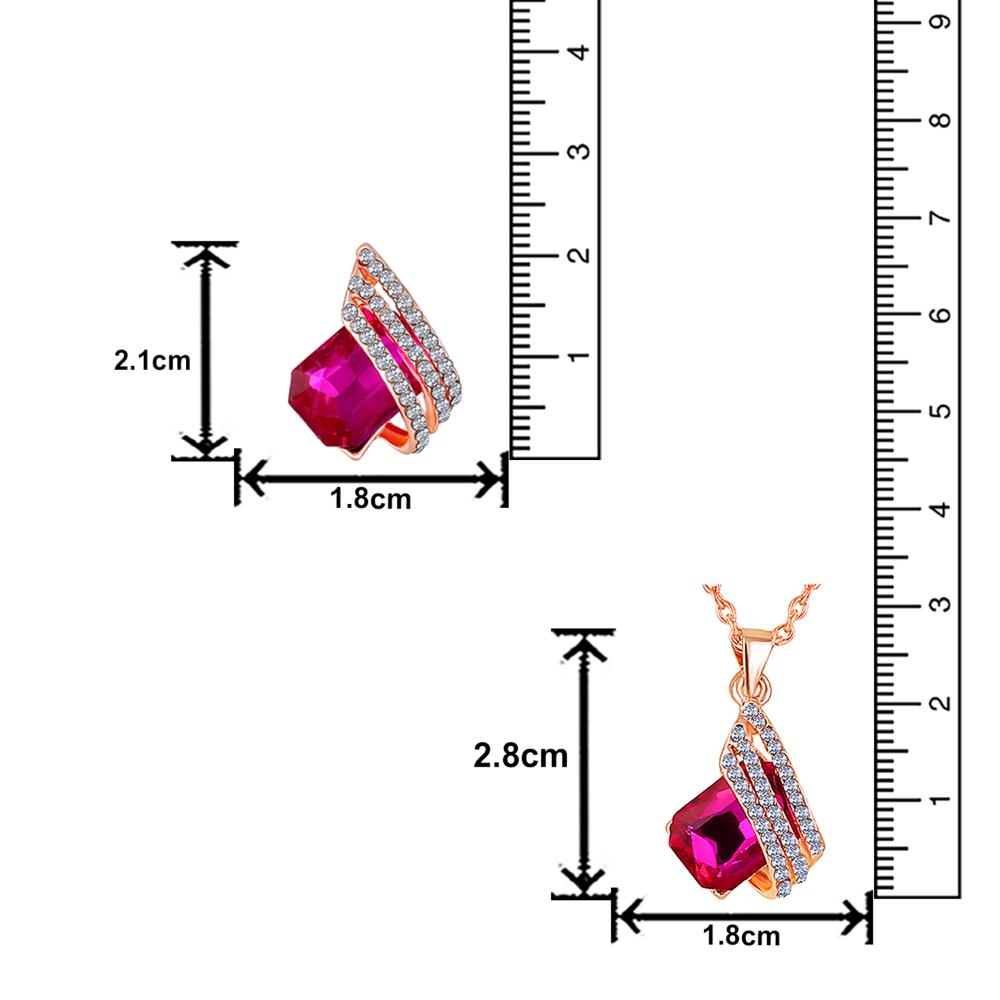 Mahi Shining Angel Wings Shaped Pink and White Crystal Pendant Necklace Earrings Set for Women (NL1103813ZPin)
