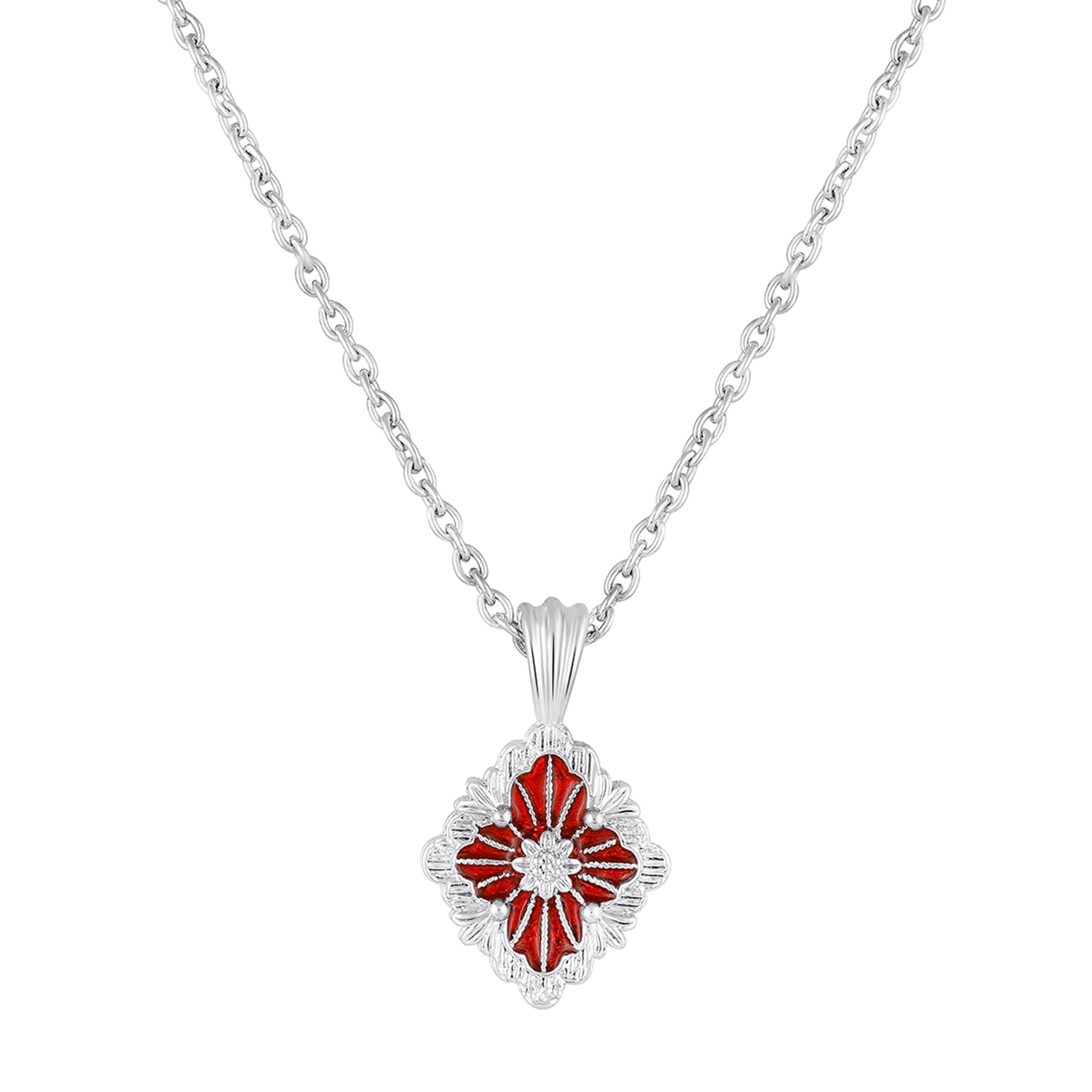 Mahi Scarlet Bloom Red Meenakari Enamel Pendant Earrings Set Set for Women & Girls (NL1103865RRed)