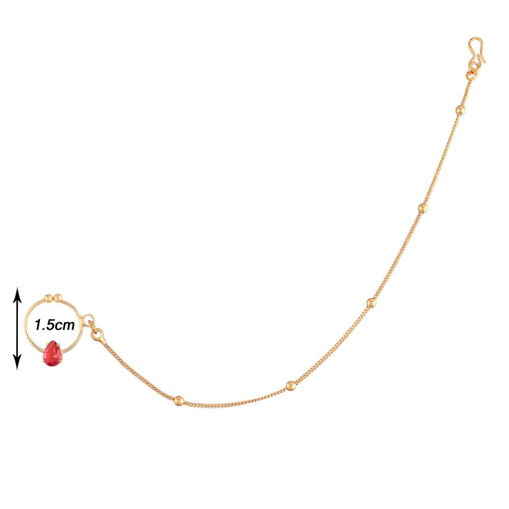 Etnico Gold Plated Nose Ring/Nath without piercing with Chain For Women (NL44Q)