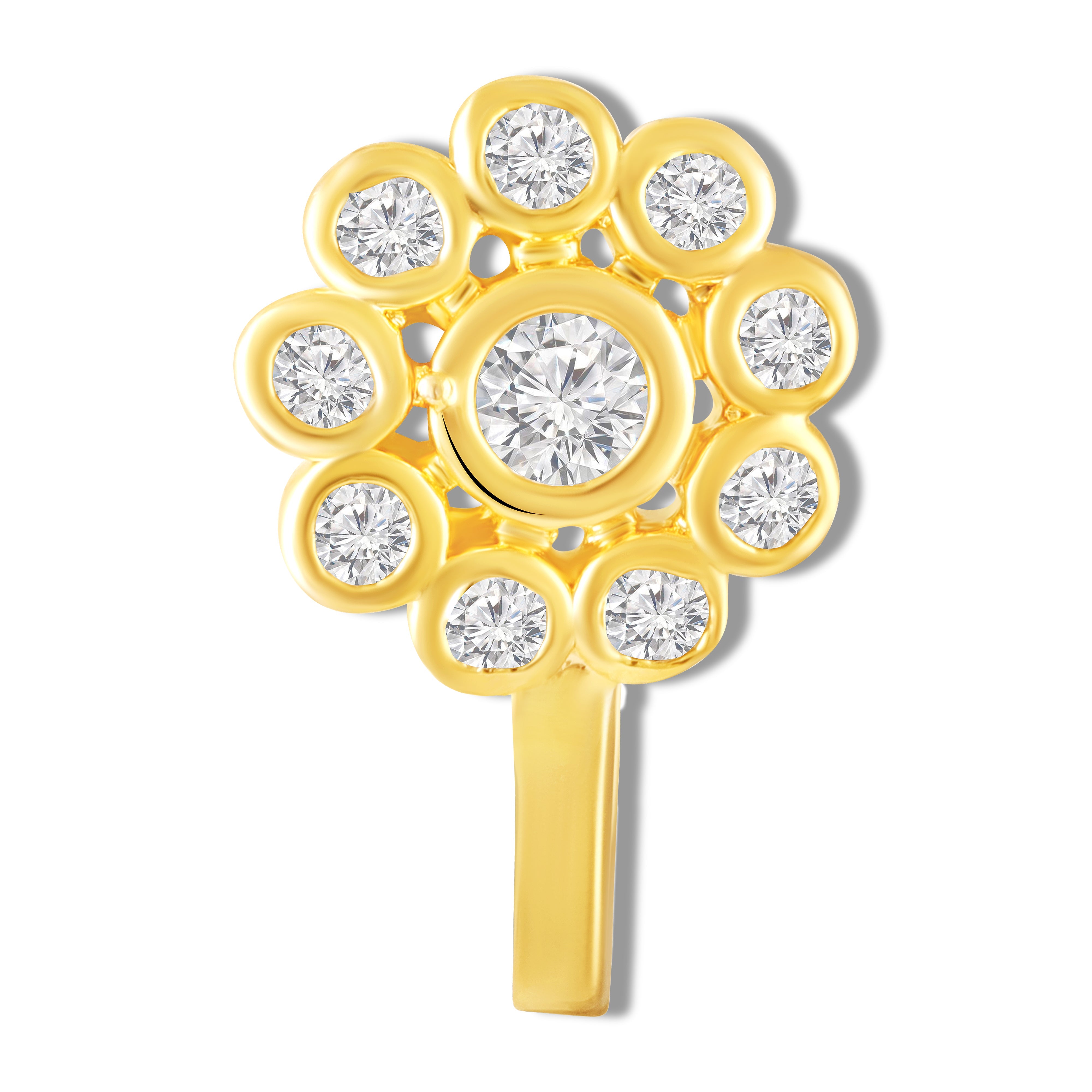 Mahi Floral Sparkling Crystals Gold-Tone Non Pierced Nose Ring (Nose Pin) for Women & Girls (NR1100180GWhi)