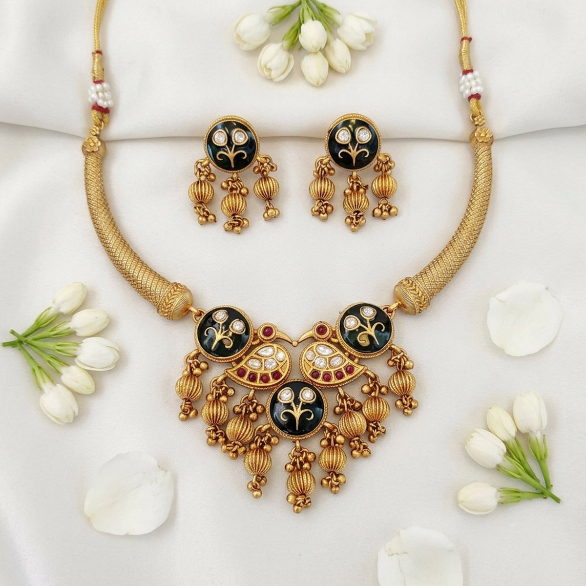 Js Fashion Traditional Rajwadi Style Antique Necklace Set