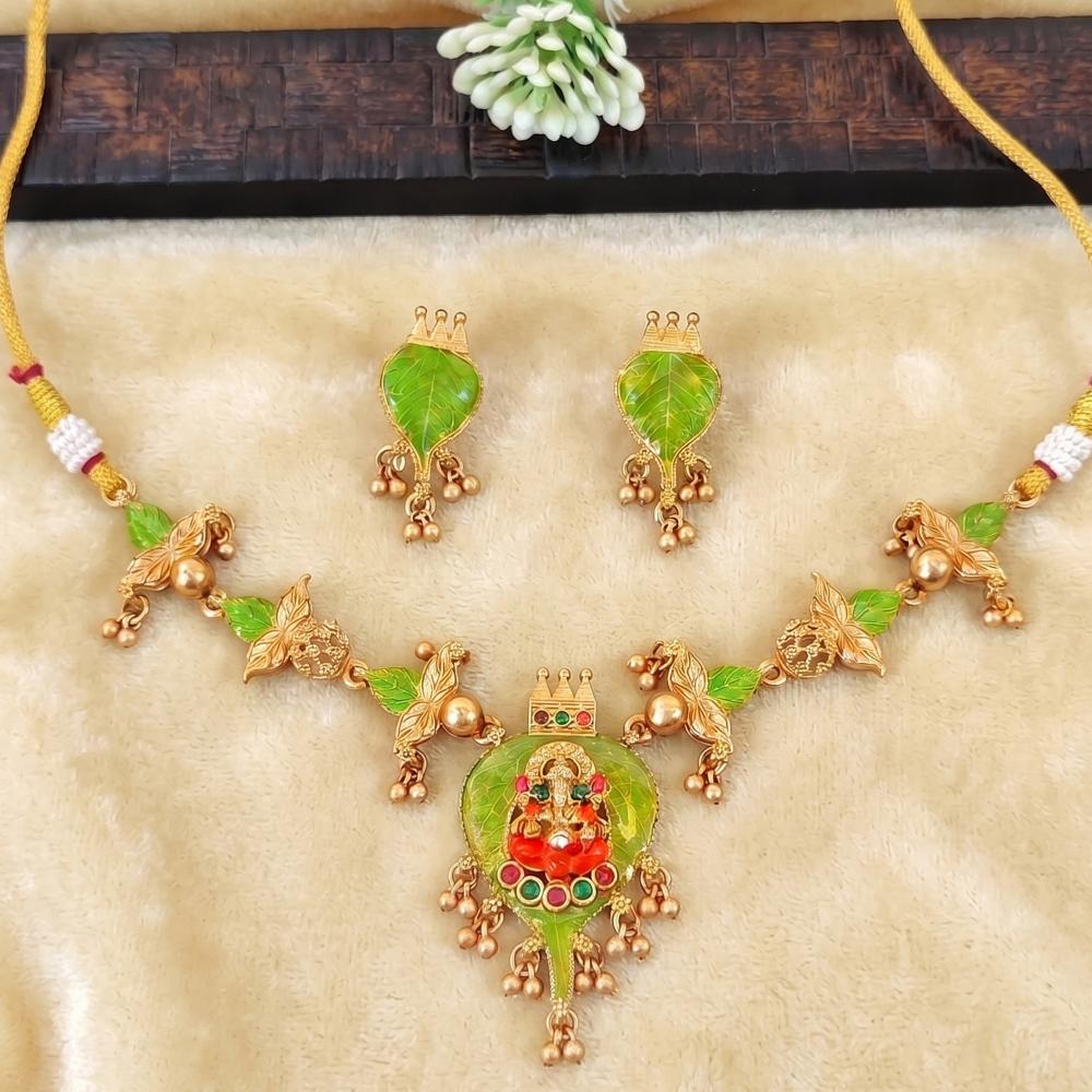 Js Fashion Traditional Lakshmi Temple Necklace with Earrings