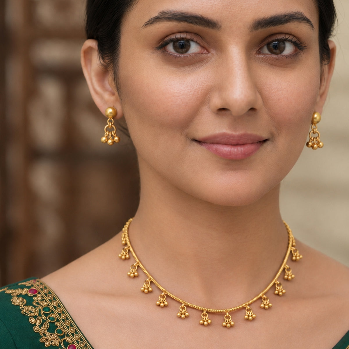Js Fashion Designer High Gold Lightweight Antique Necklace Set