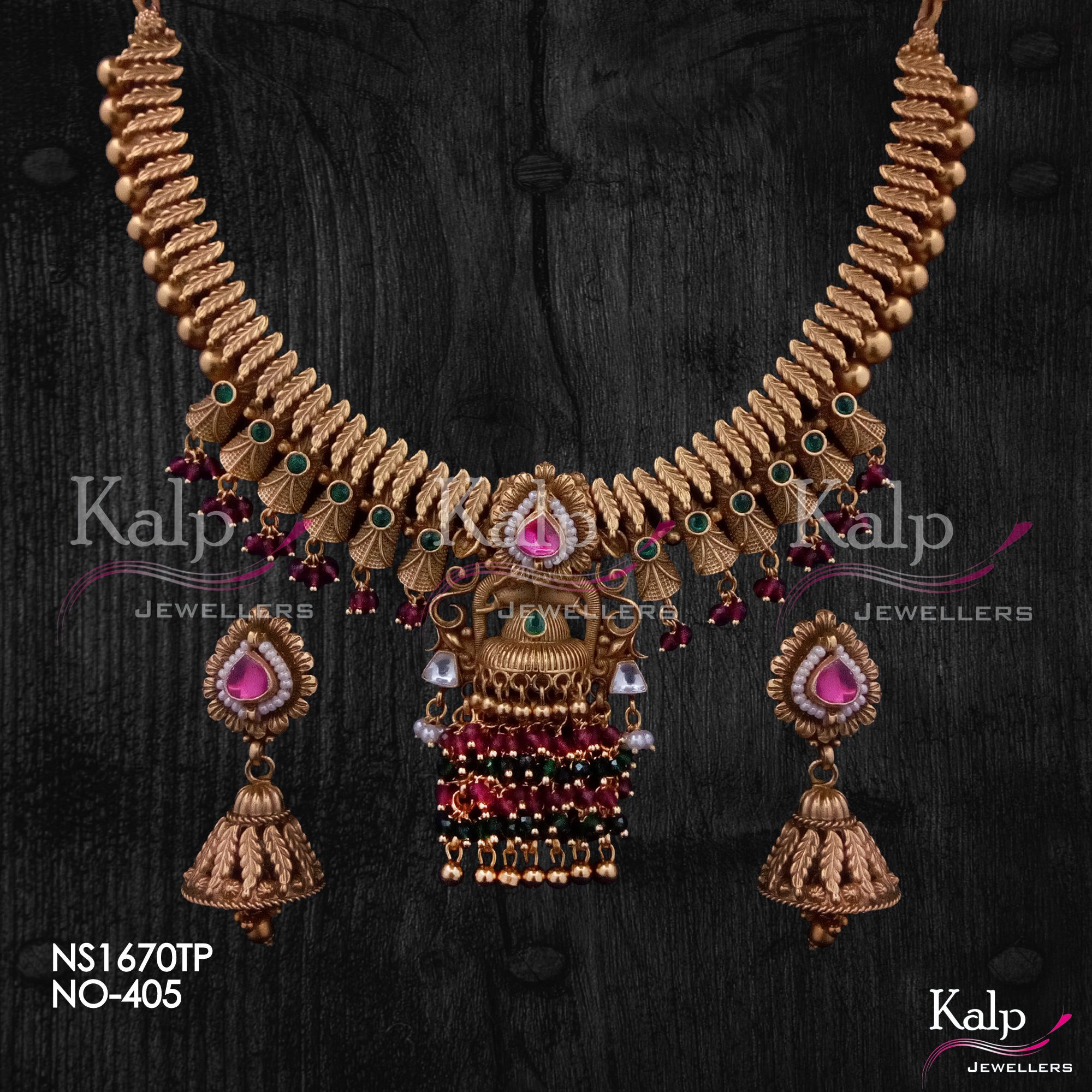 Kalp Jewellers Copper Gold Plated Necklace Set
