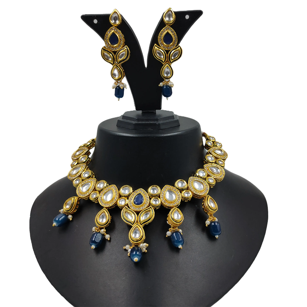 Gehana Mahal Gold Plated Kundan Necklace Set