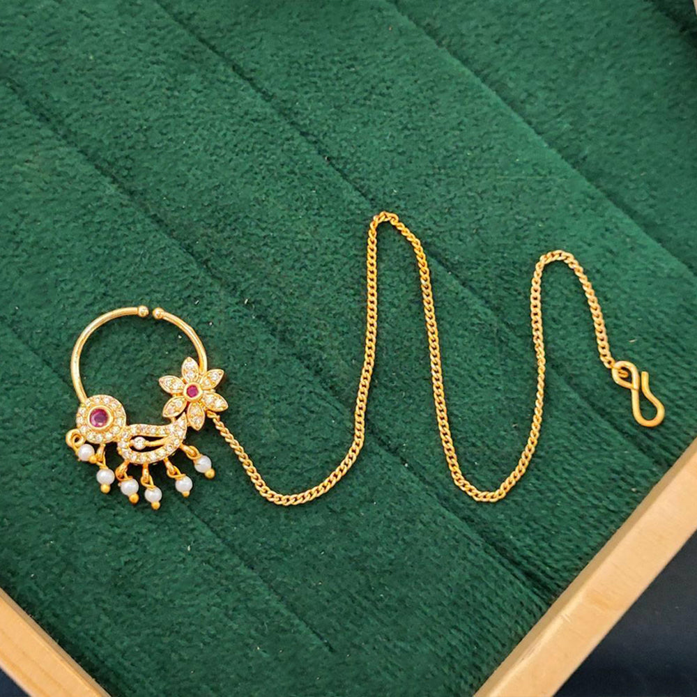 Js Fashion Floral Antique Bridal Nath with Pearl Drop Chain