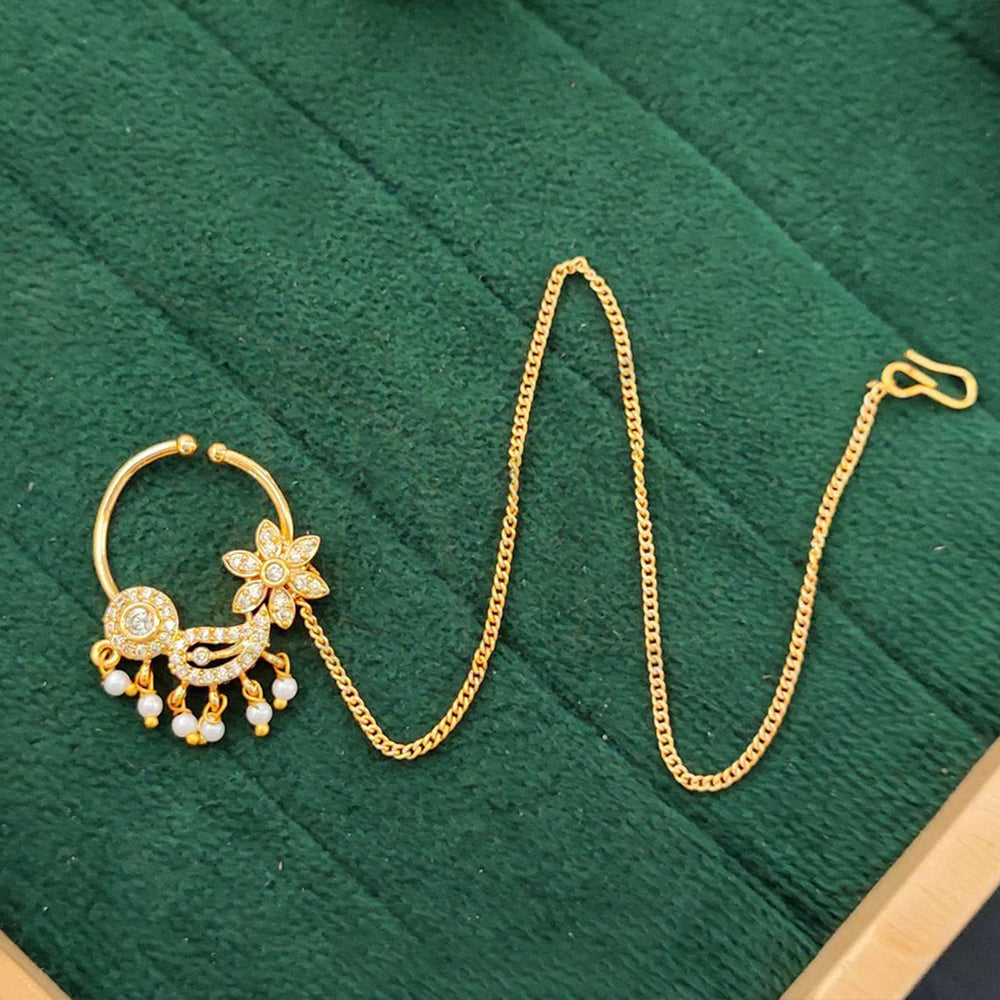Js Fashion Floral Antique Bridal Nath with Pearl Drop Chain