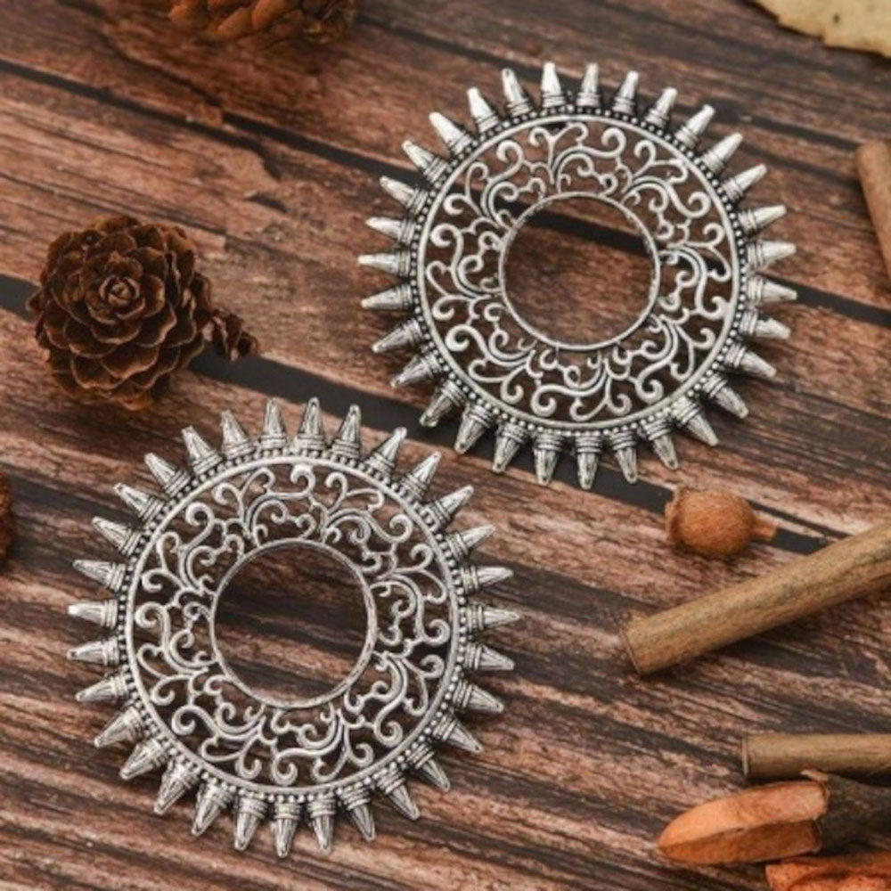 Bevy Pearls Vintage Style Oxidised Stud Earrings