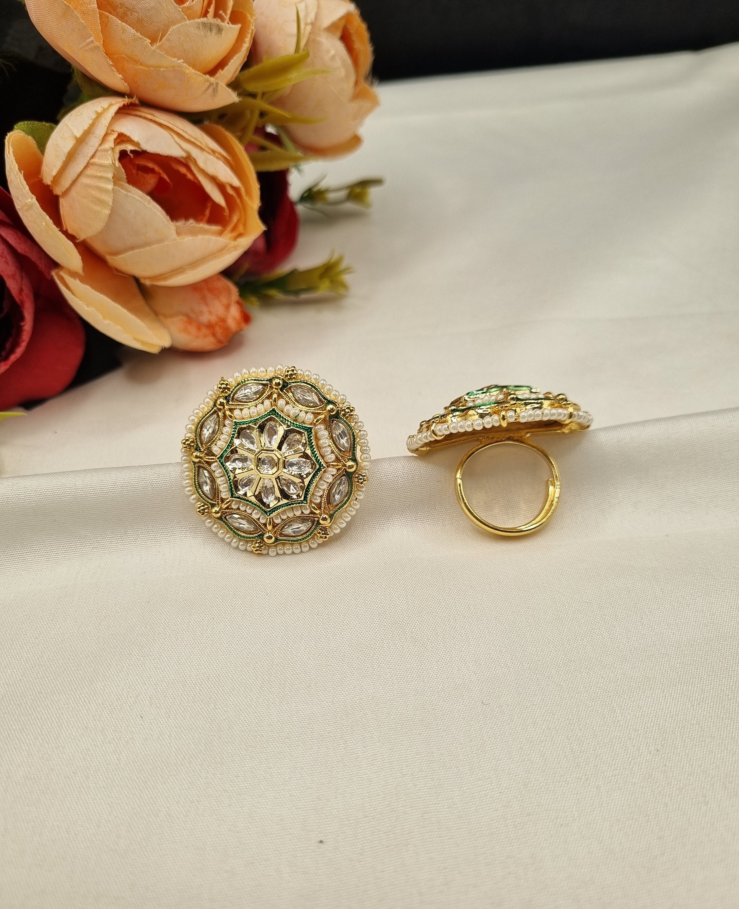 LAFZ Traditional Floral Circular Adjustable Statement Ring - PMRG16