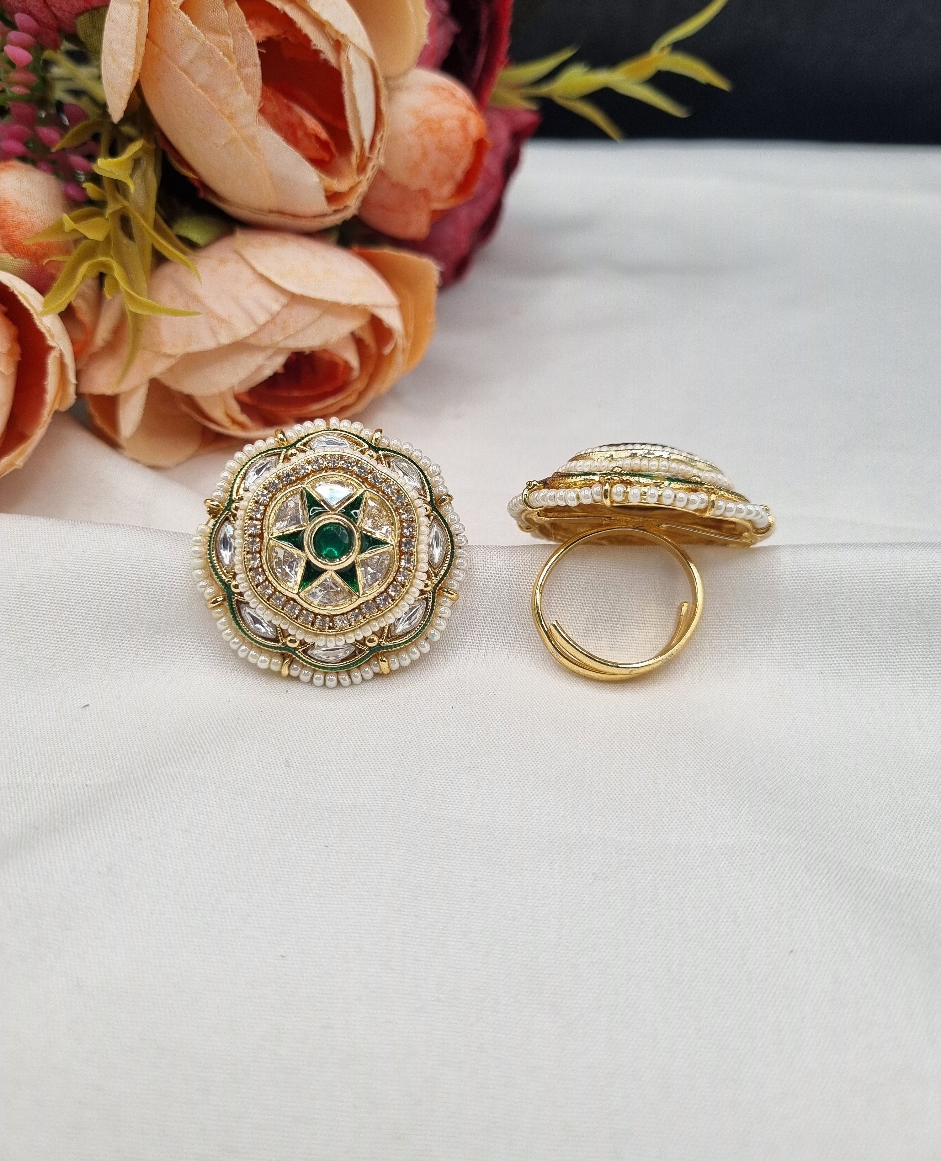 LAFZ Traditional Round Adjustable Statement Finger Ring - PMRG1