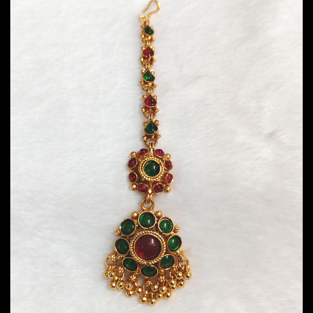 Lalso Lifestyle Elegant Pota Stone And Pearl Maangtikka for Women