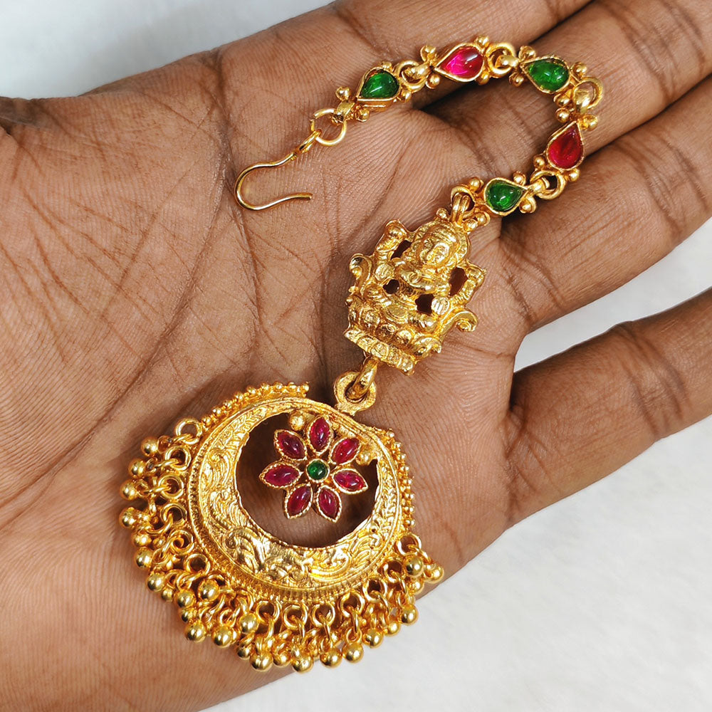 Lalso Lifestyle Elegant Pota Stone And Pearl Maangtikka for Women