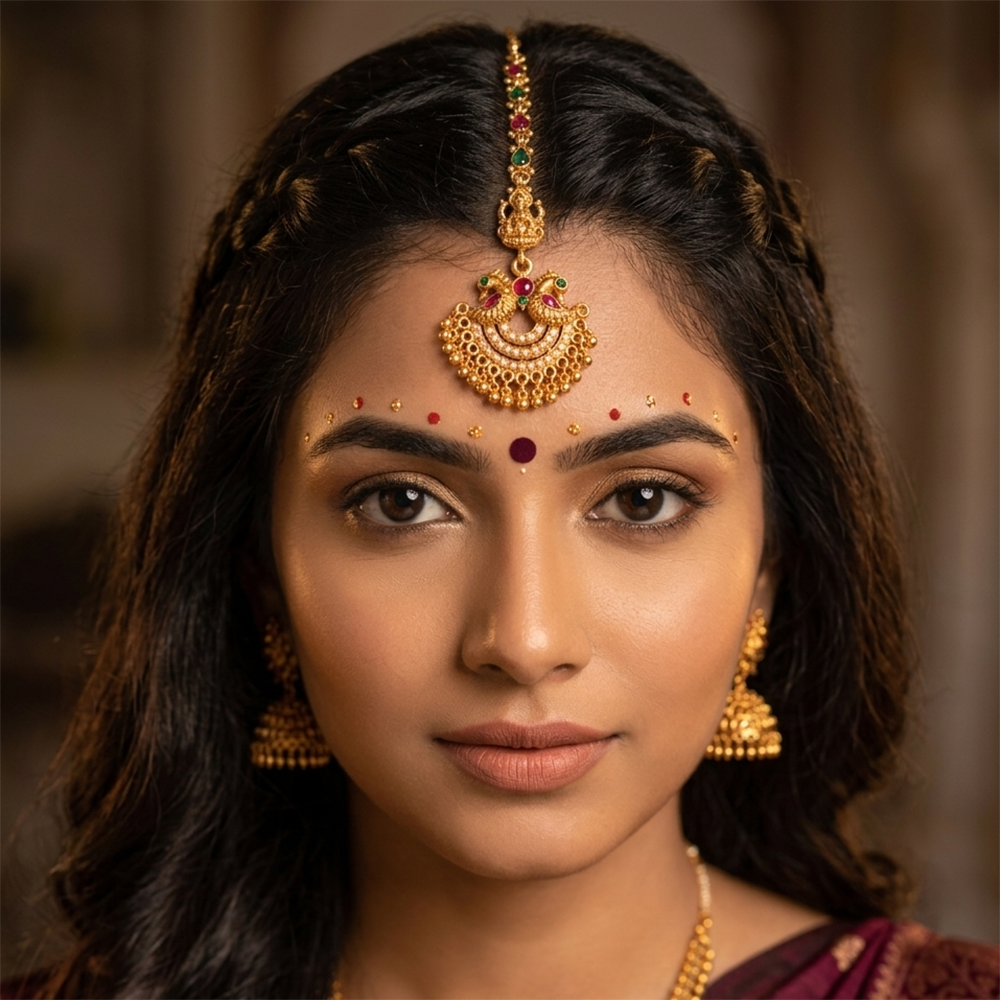 Lalso Lifestyle Elegant Pota Stone And Pearl Maangtikka for Women
