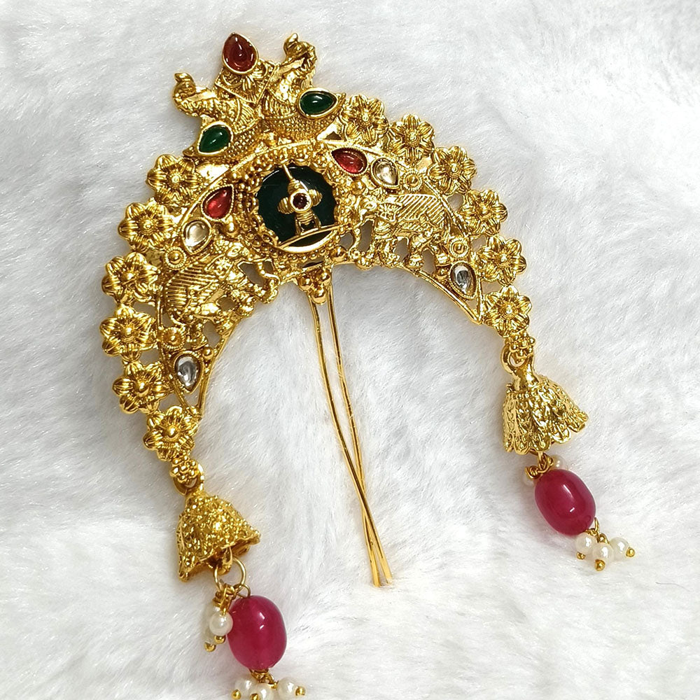 Lalso Lifestyle Designer Hair Jewellery Hair Accessories Aambada Khopa Veni Bun Brooch Juda Pin Hair Pin For Women