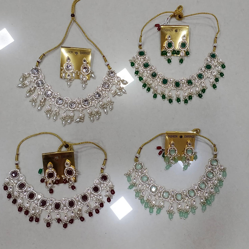 Midas Touch Glam Kundan Stone And Beaded Choker Necklace Set (Assorted Designs)