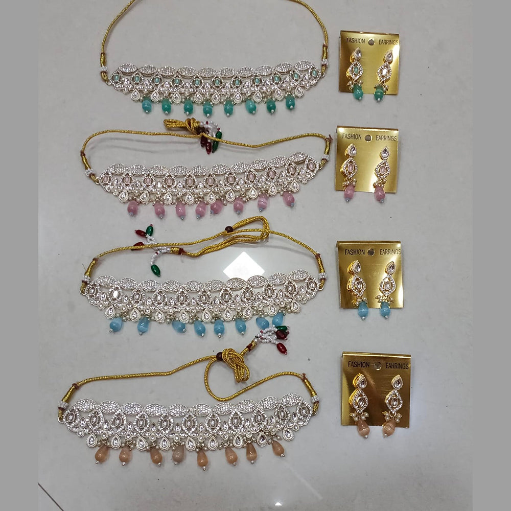 Midas Touch Glam Kundan Stone And Beaded Choker Necklace Set (Assorted Designs)