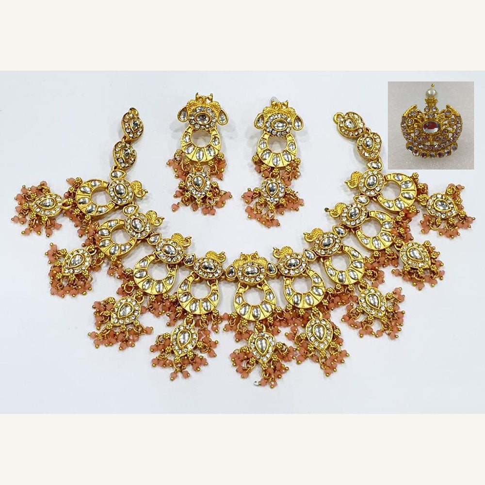 Midas Touch Glam Kundan Stone And Pearl Choker Necklace Set
