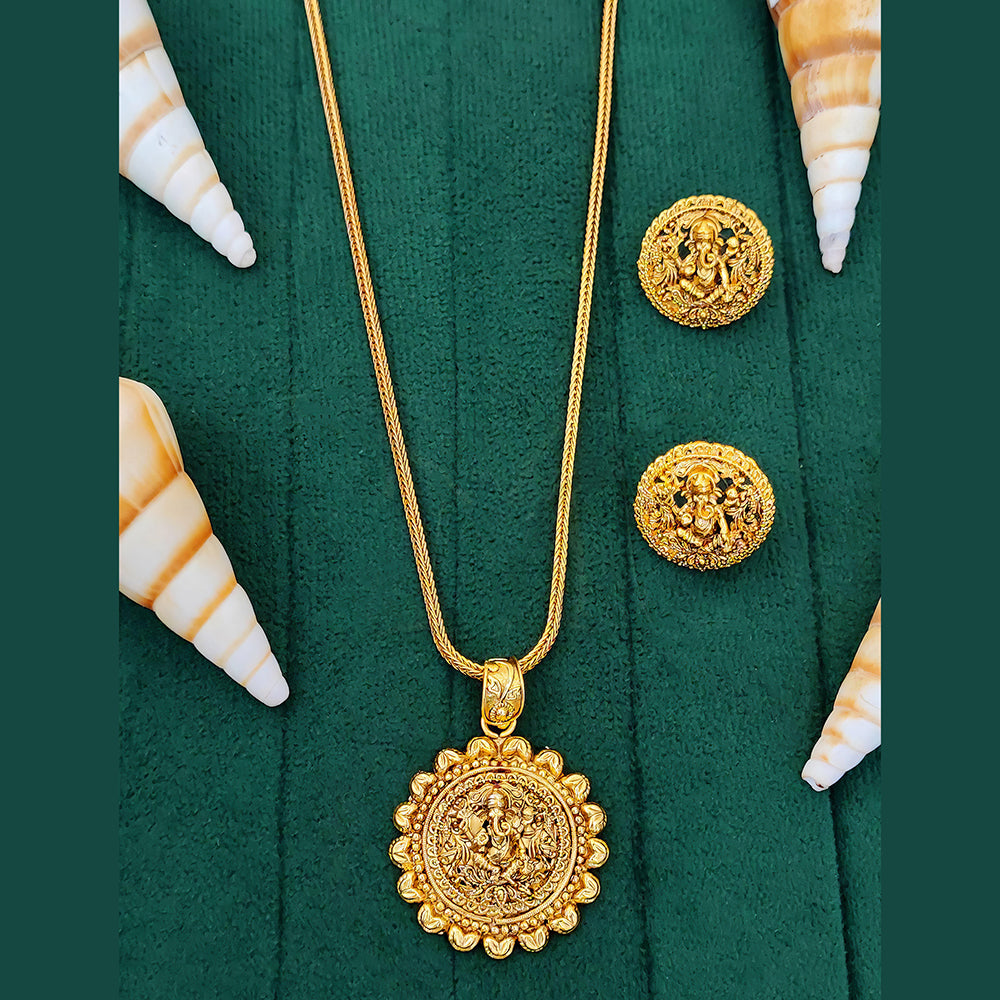 Js Fashion Beautiful Designer High Gold Fancy Style Pendant Set