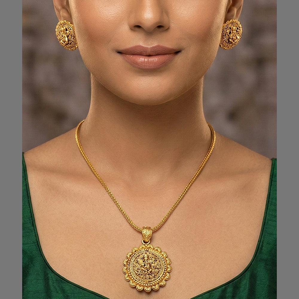 Js Fashion Beautiful Designer High Gold Fancy Style Pendant Set
