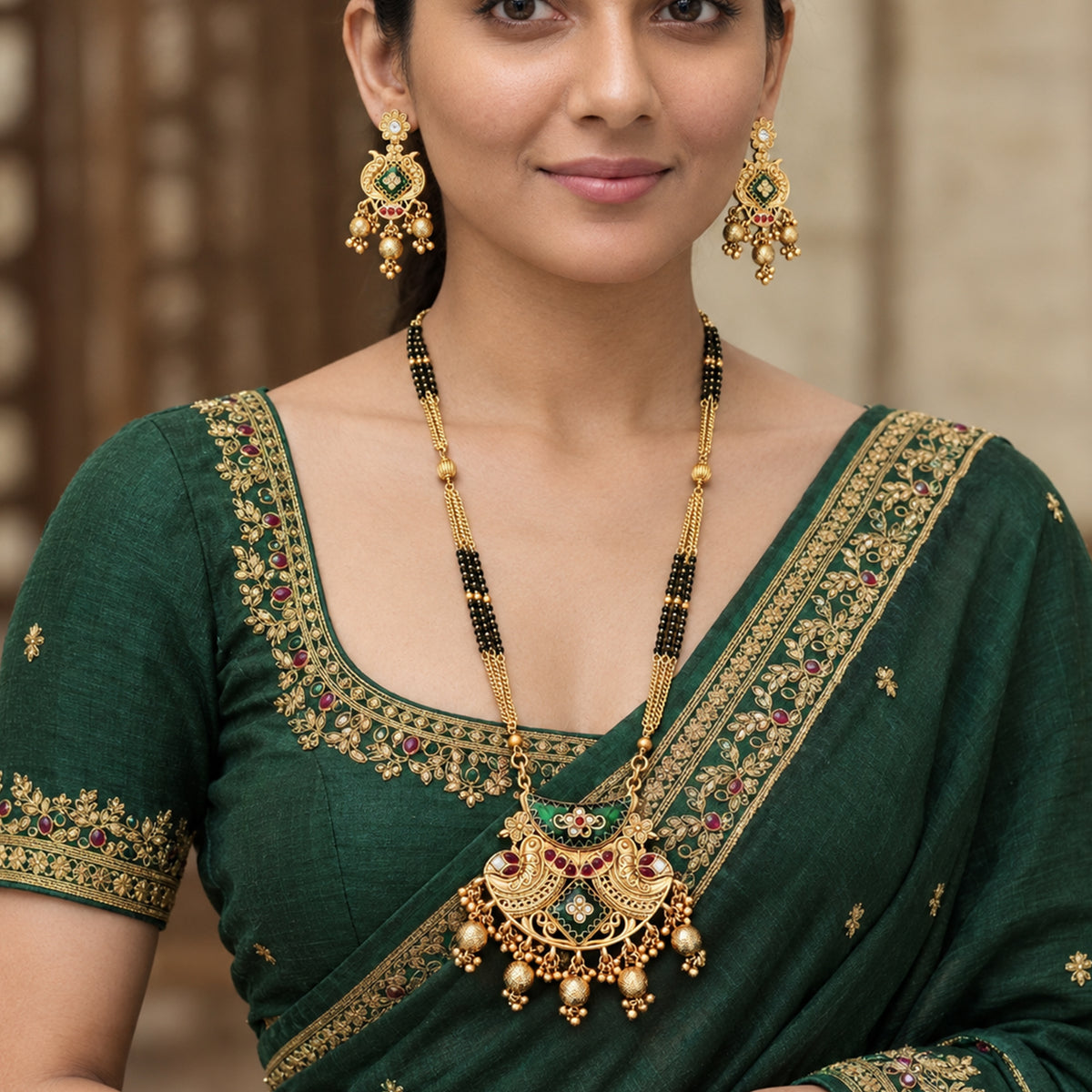Js Fashion Designer Rajwadi Polish Fancy Style Pendant Set