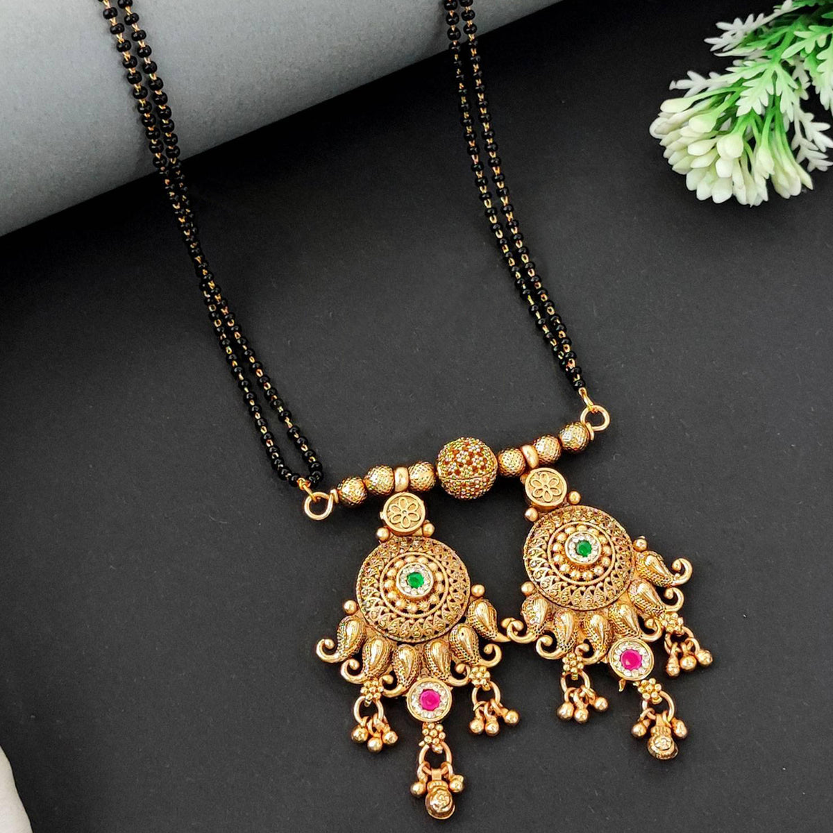 Js Fashion Premium Rajwadi Polish Gold Mangalsutra Jewellery
