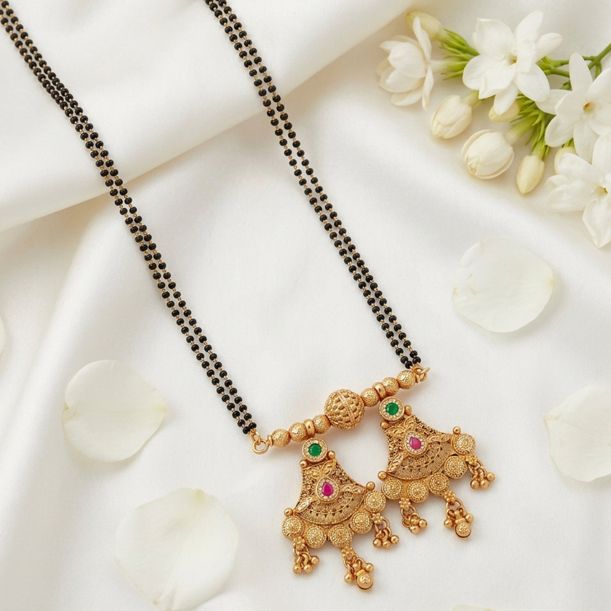 Js Fashion Elegant Rajwadi Gold Full Stone Pendant