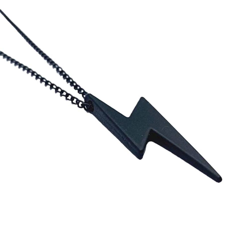 Mahi Black Gunmetal Plated Lightning Bolt Shaped Zig Zag Pendant Necklace for Men and Women (PS1101883B)r Women (PS1101886RRed)