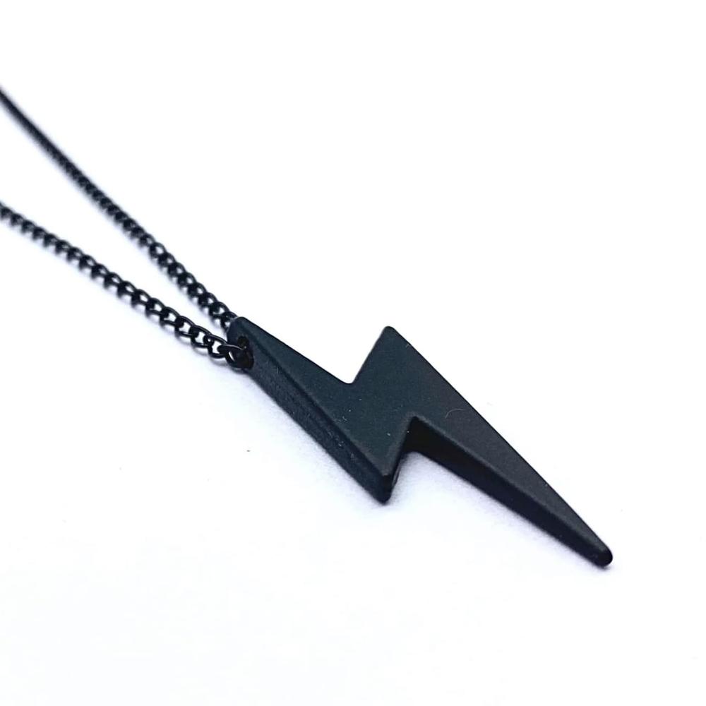 Mahi Black Gunmetal Plated Lightning Bolt Shaped Zig Zag Pendant Necklace for Men and Women (PS1101883B)r Women (PS1101886RRed)