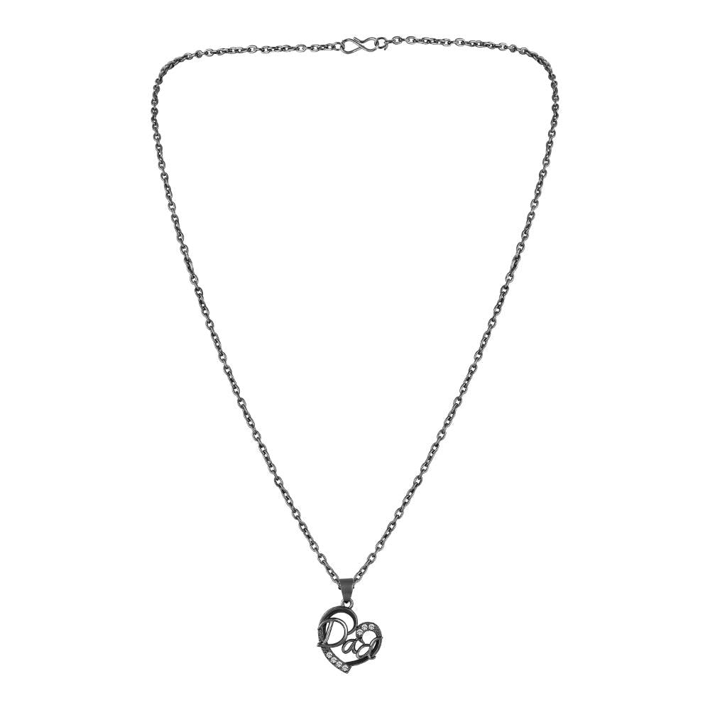 Mahi Dad Engraved in Heart Pendant Necklace with Chain for Father (PS1101924B)