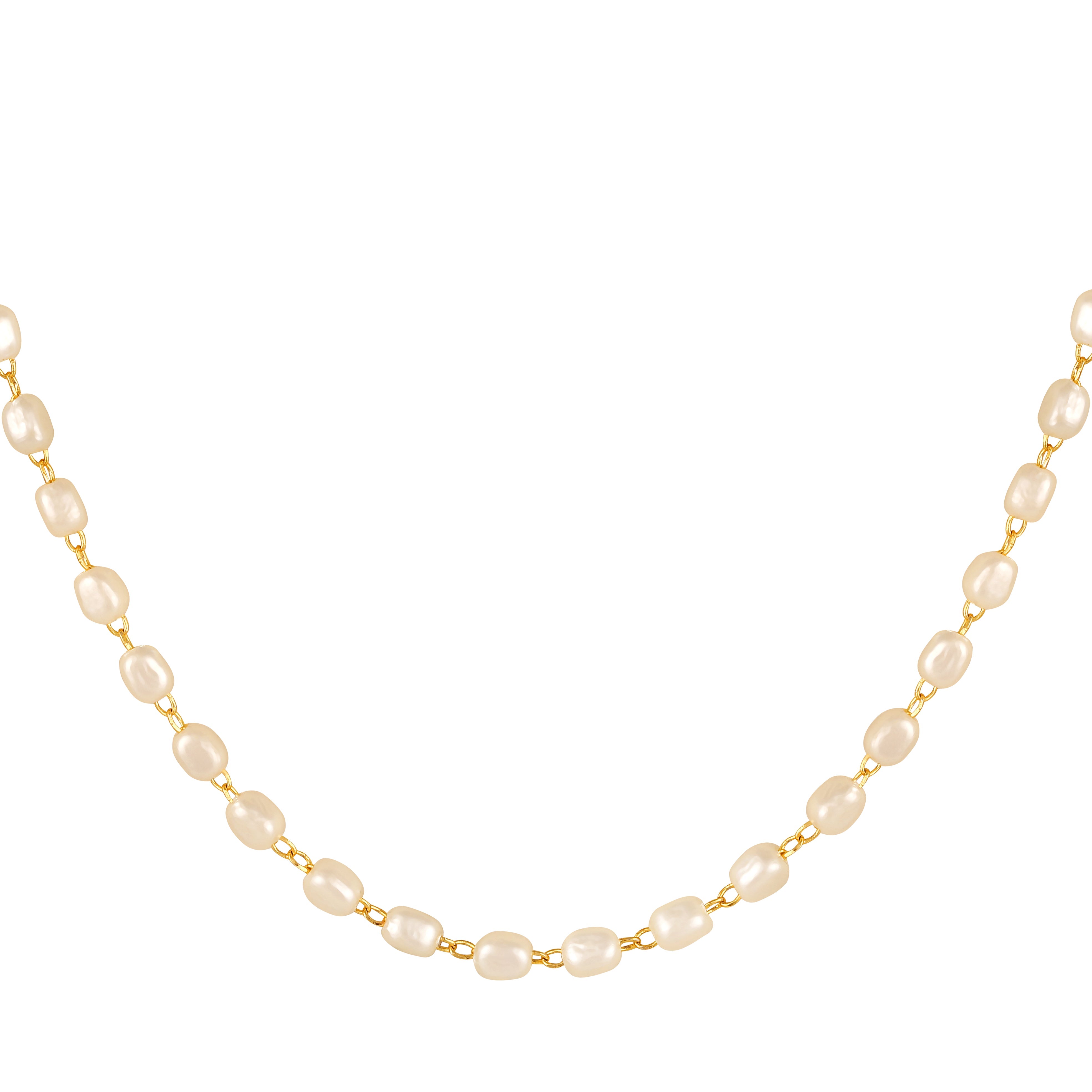 Mahi Lightweight Elegant White Artificial Pearl & Gold-Toned Necklace for Women (PS1101965G)