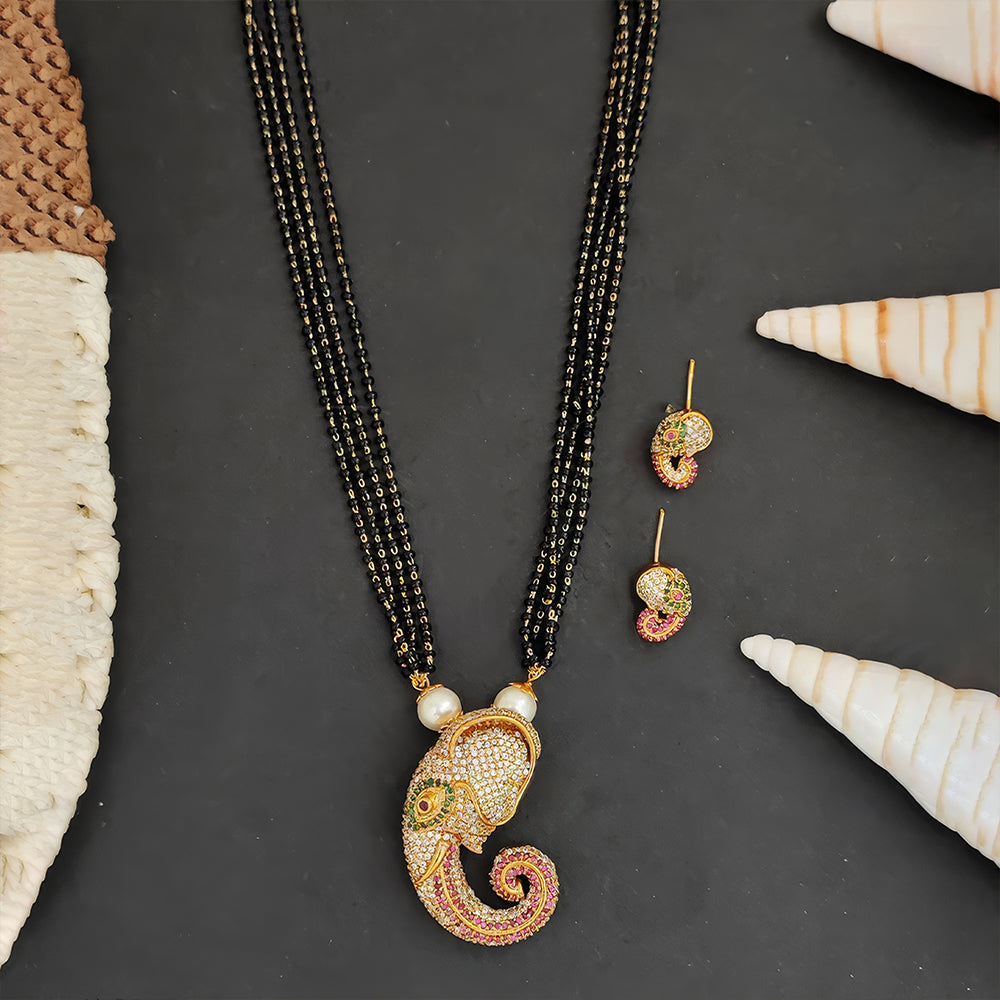 Js Fashion Kemp Jewellery Matte Gold Polish Beautiful Design Lord Ganesha Design Pendant Set