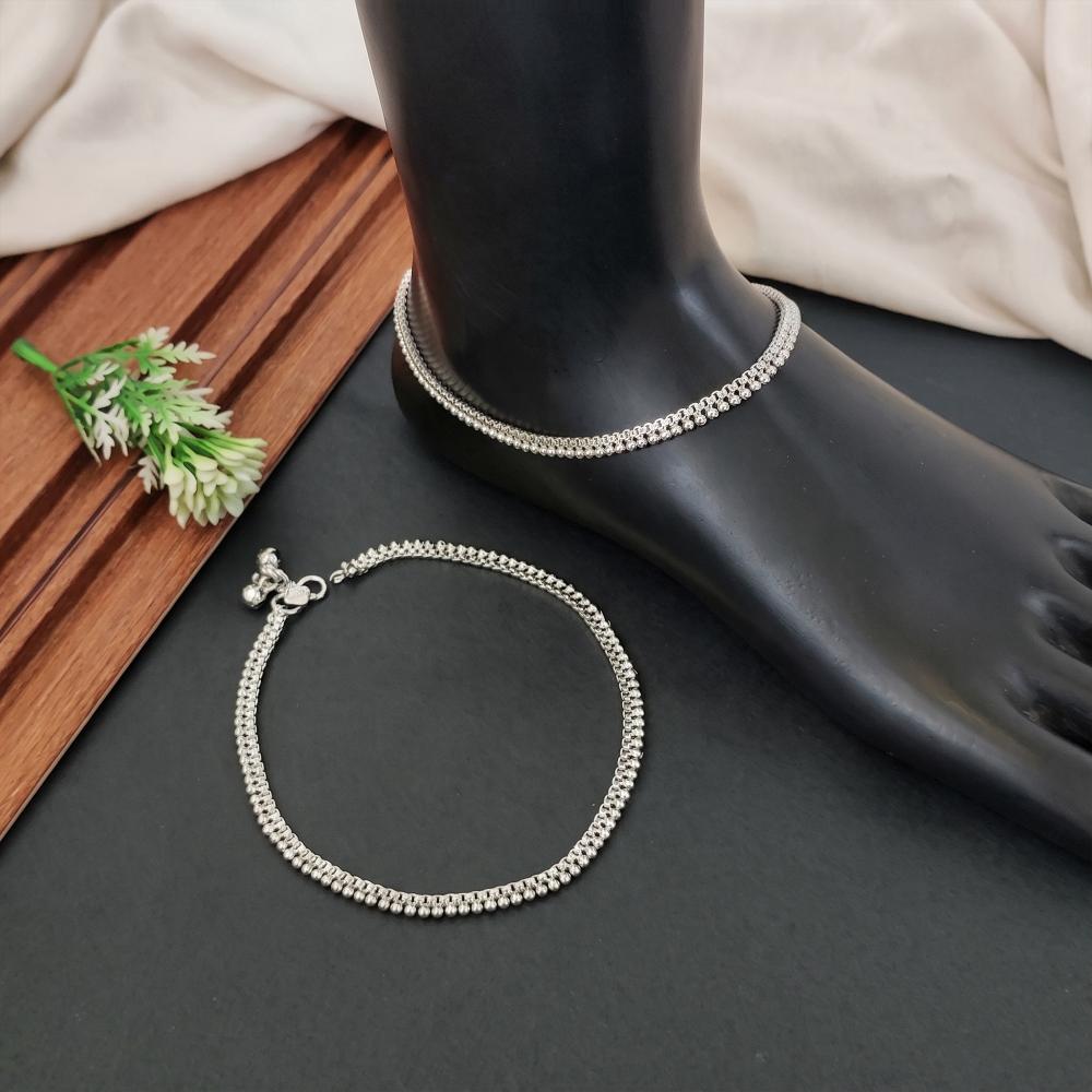 Js Fashion Traditional Oxidized Silver Fancy Anklet