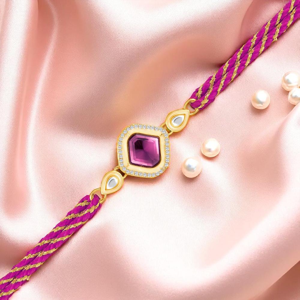 Mahi Elegant Purple Kundan Stone Rakhi for Brother / Bhaiya (RA1100827G)