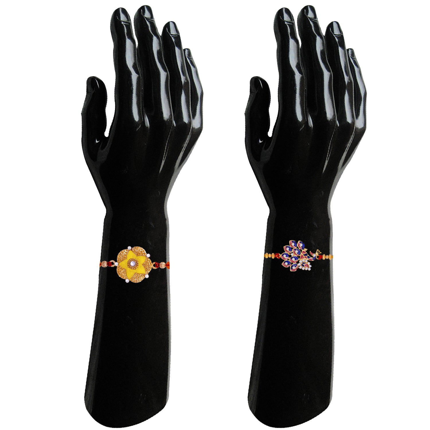 Mahi Rakhi Multicolor Combo of 4 Beautiful Rakhi Set with Meenakari Work and Crystals for Men (RCO1105540G)