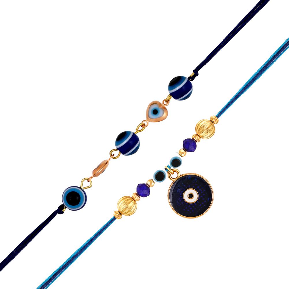Mahi Combo of 2 Evil Eye Rakhi with Artificial Pearls for Brother (RCO1105818G)