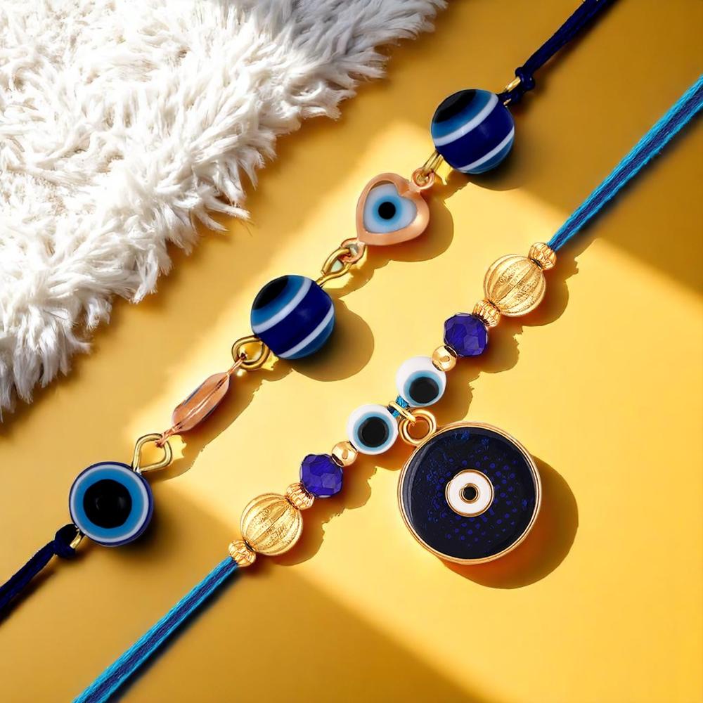 Mahi Combo of 2 Evil Eye Rakhi with Artificial Pearls for Brother (RCO1105818G)